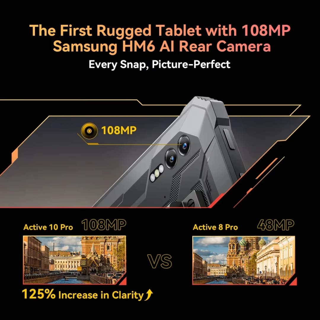Blackview Active 10 Pro Rugged Tablets 11" FHD+ Display MTK 7300 30000mAh Battery 108MP Camera, 12GB 512GB, 5G Tablet Android 14 - 3