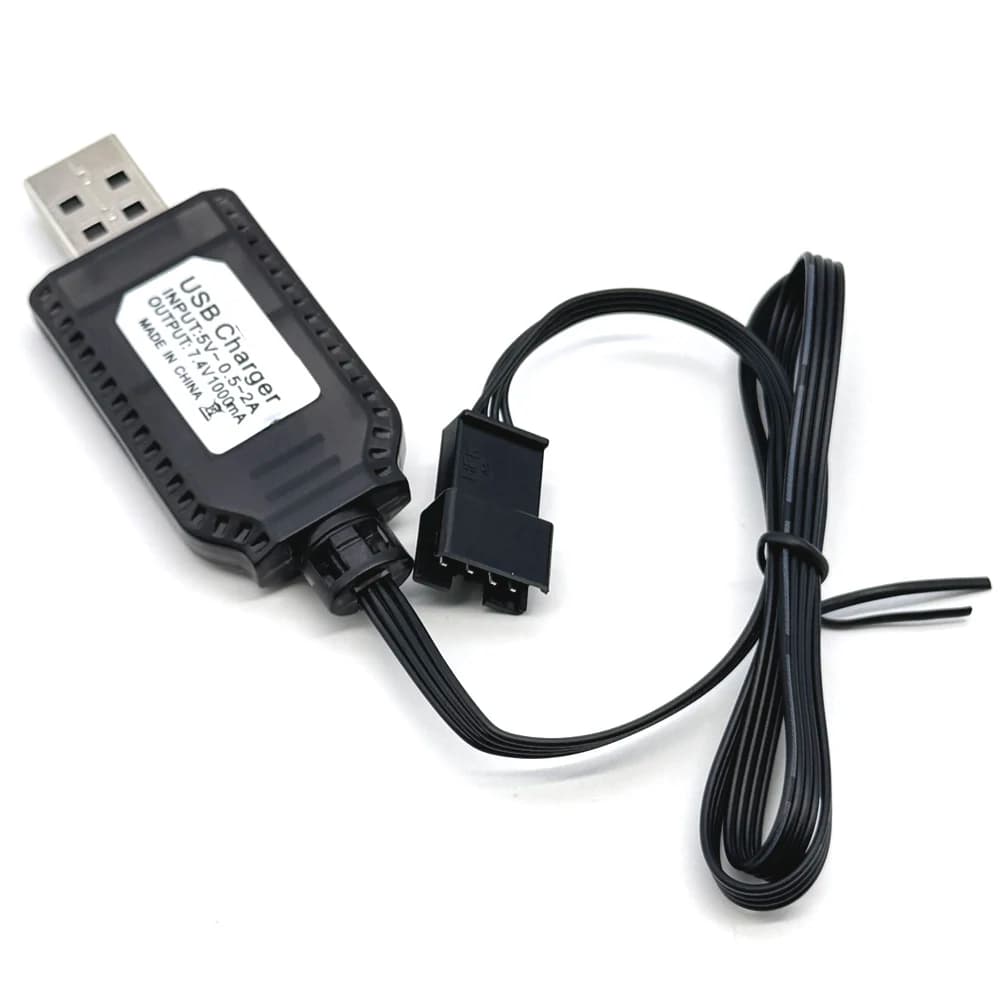 1/3pcs 7.4v (3.7v x2) Charger SM-4P Li-ion battery Electric RC Toys car boat USB Charge Cable - 6