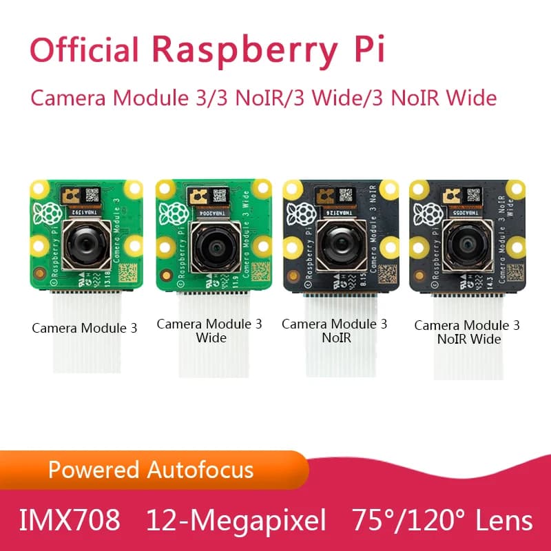وحدة كاميرا Raspberry Pi الرسمية الإصدار 3/3 Wide من سوني IMX708 بزاوية رؤية قطرية 75/120 درجة، مستشعر 12 ميجابكسل مع تركيز تلقائي - 2