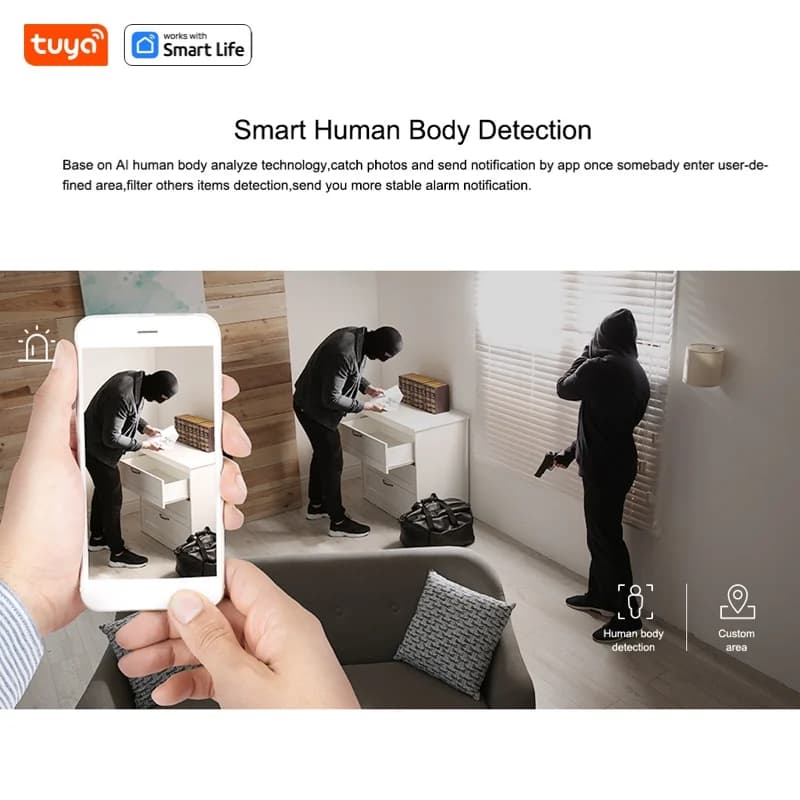 كاميرا Tuya الذكية بدقة 1080p وWi-Fi، أمان منزلي بدقة 2 ميجابكسل، تنبيهات في الوقت الفعلي عبر التطبيق، صوت ثنائي الاتجاه، مع تتبع الحركة للرضع والحيوانات الأليفة - 5