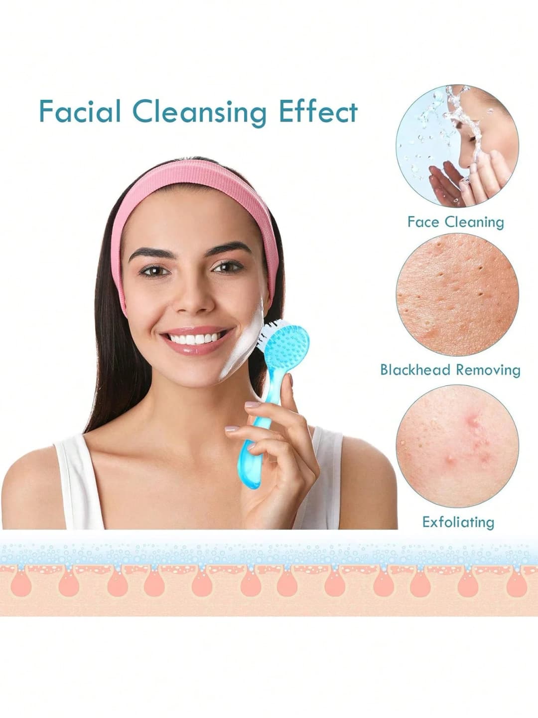 3pcs Facial Cleansing Brush Acrylic Handle Facial Cleansing Brush Soft Bristles Exfoliating Cleansing Brush - 2
