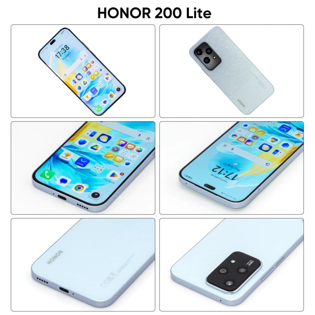 Global Version Original HONOR 200 Lite 256GB ROM 5G Smartphone Mediatek Dimensity 6080 6.7'' 90Hz AMOLED Display 108MP Main Came - 2