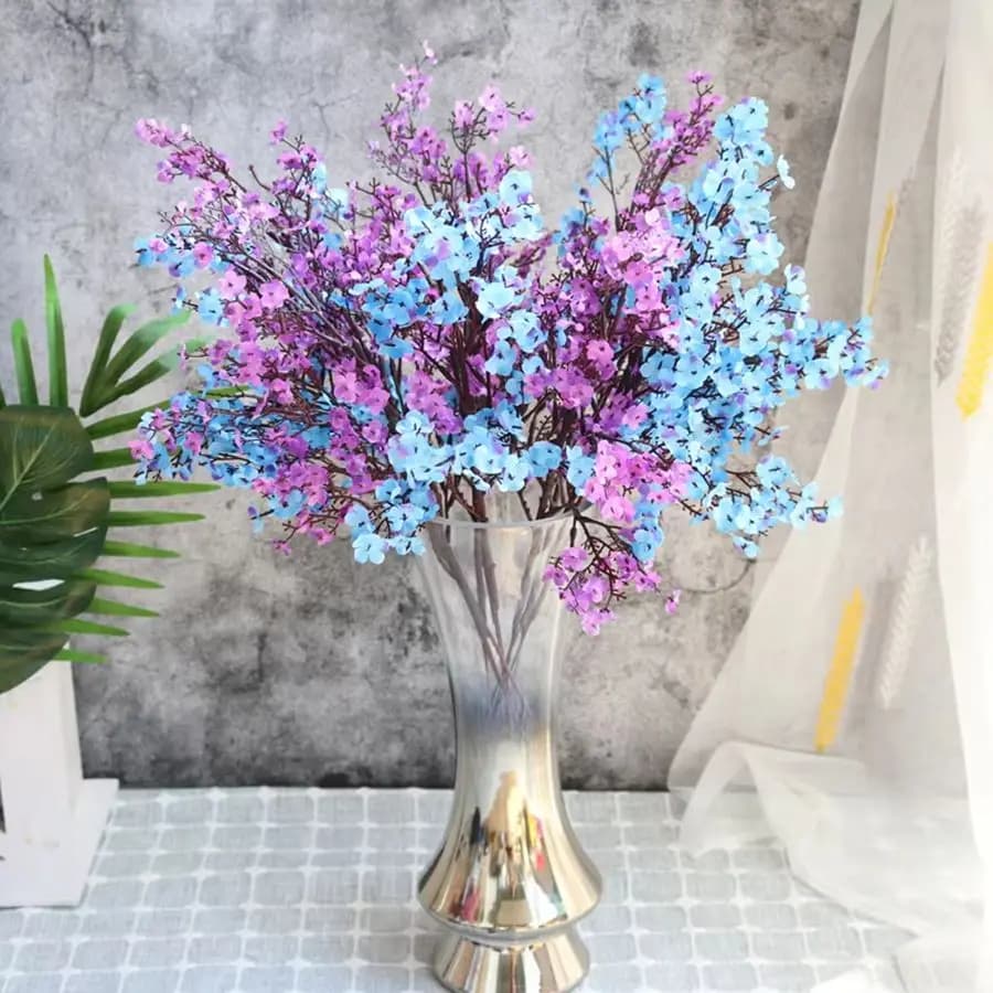 White Artificial Flowers Cherry Blossoms Gypsophila Fake Plants DIY Wedding Bouquet Vases for Home Decor Faux Festival Branch - 6