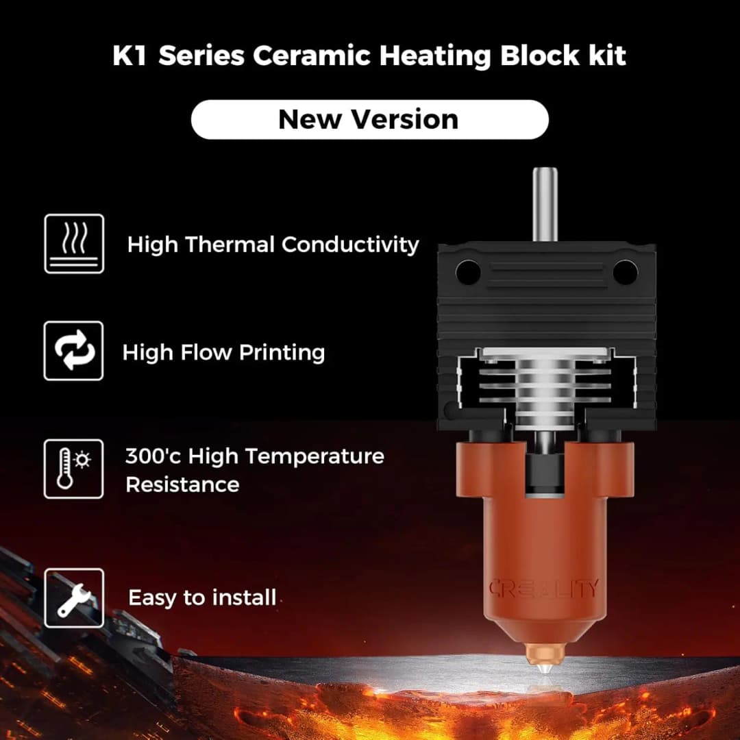 مجموعات فوهة Creality K1 لسلسلة K1/K1 Max/K1C ترقية كتلة التسخين السيراميكية مجموعة فوهة Unicorn للتبديل السريع - 3