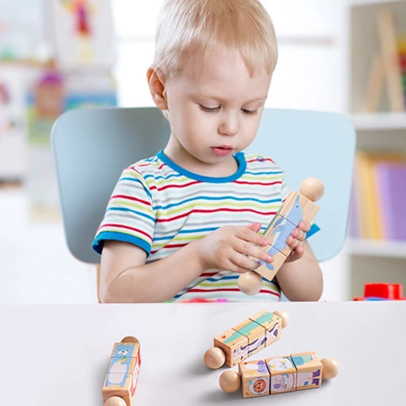 Baby Wooden Rotating Jigsaw Puzzle Hand bell Toy Baby Mobile Musical Rattle Toy Montessori Puzzle Game For Babies Newbaby Gift - 6