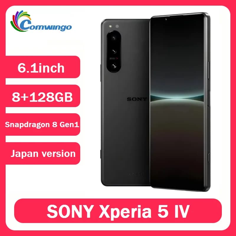 هاتف محمول مستعمل Sony Xperia 5 IV 5G بشاشة OLED مقاس 6.1 بوصة وذاكرة 8 جيجابايت + 128 جيجابايت مع معالج Snapdragon 8 Gen 1 ثماني النواة وبصمة أندرويد وNFC
