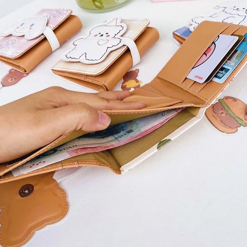 New Cute Bear Wallets For Women Small Hasp Girl Credit Card Holder For Pu Leather Coin Purse Female Wallet Short New 2024 - 3