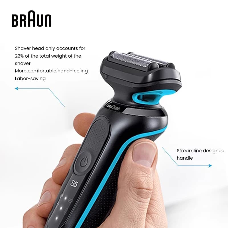 ماكينة حلاقة كهربائية للرجال من Braun Series 5 50-B4200cs بشفرة عائمة ثلاثية الأبعاد وقاطع فويل مع أداة تشذيب السوالف - 2
