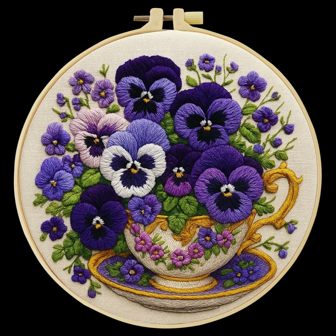 1pc 20X20CM/15X15CM 7.87/6.3inch Embroidery Starter Kit DIY kit Home Decor，Flower，Embroidery kit - 4