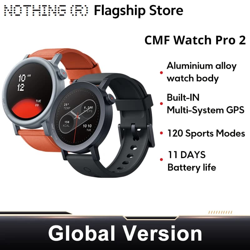 CMF by Nothing Watch Pro 2 Global Version BLUETOOTH CALLS 1.32'' AMOLED 60 FPS Display 11 Days Battery life SpO₂ Monitors GPS