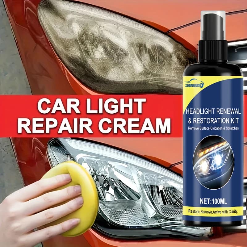 100ml Ceramic Headlight Restoration Spray, Premium Car Headlight Repair Tool - Removes Yellowing and Oxidation, Restores Clarity, Long-Lasting Light Coating Protection Spray - 2