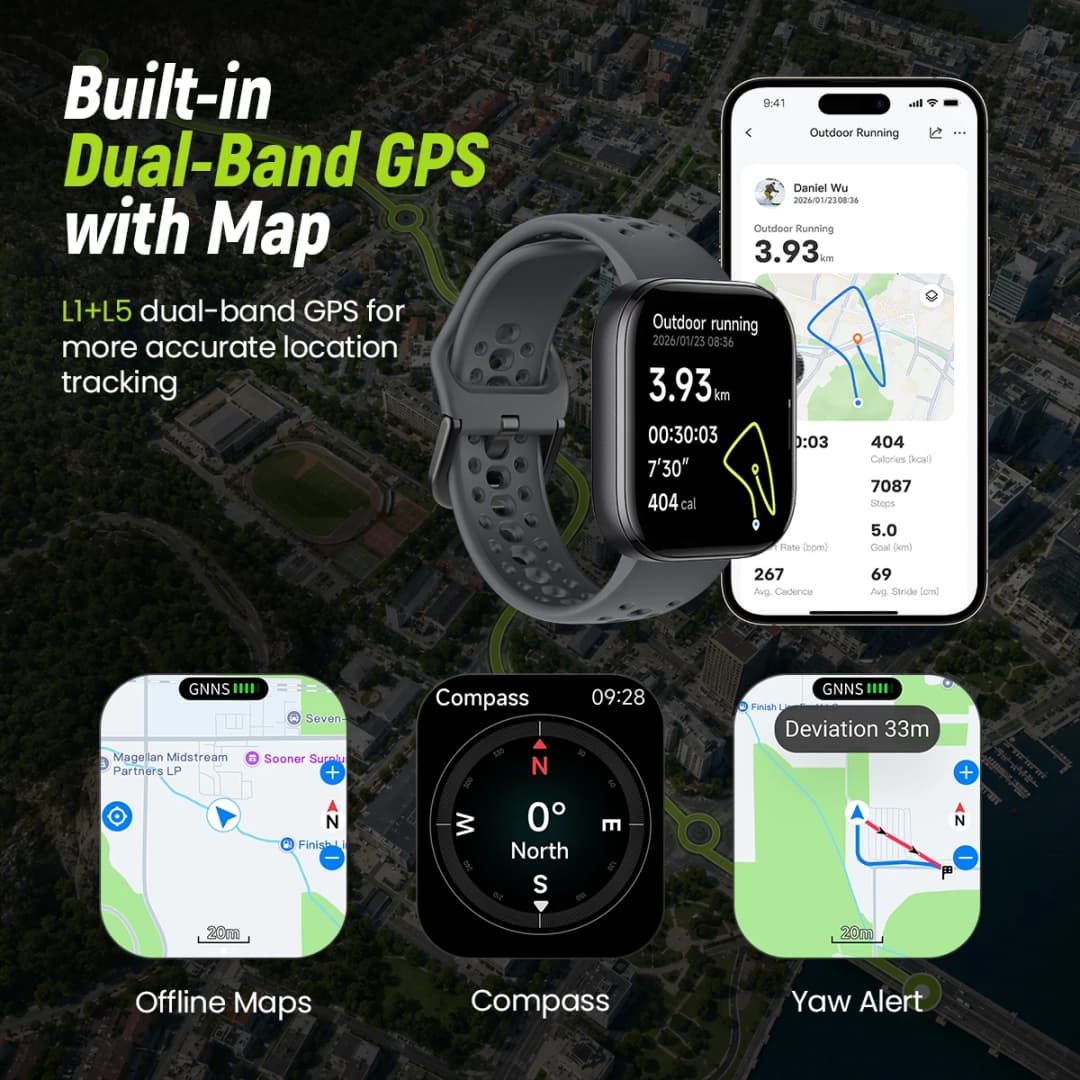 ساعة ذكية HAYLOU Watch Hyper بشاشة AMOLED 1.97 بوصة تدعم نظام تحديد المواقع المزدوج والبوصلة والخرائط دون اتصال والرد على الرسائل مقاومة للماء حتى 50 متر - 2