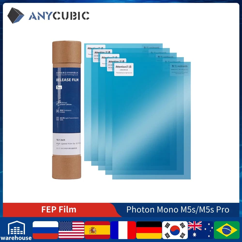 أجزاء طابعة ANYCUBIC ثلاثية الأبعاد فيلم ACF 5 قطع/2 قطعة فيلم تحرير سريع لطابعات Photon Mono M5s/ M5s Pro ثلاثية الأبعاد إكسسوارات
