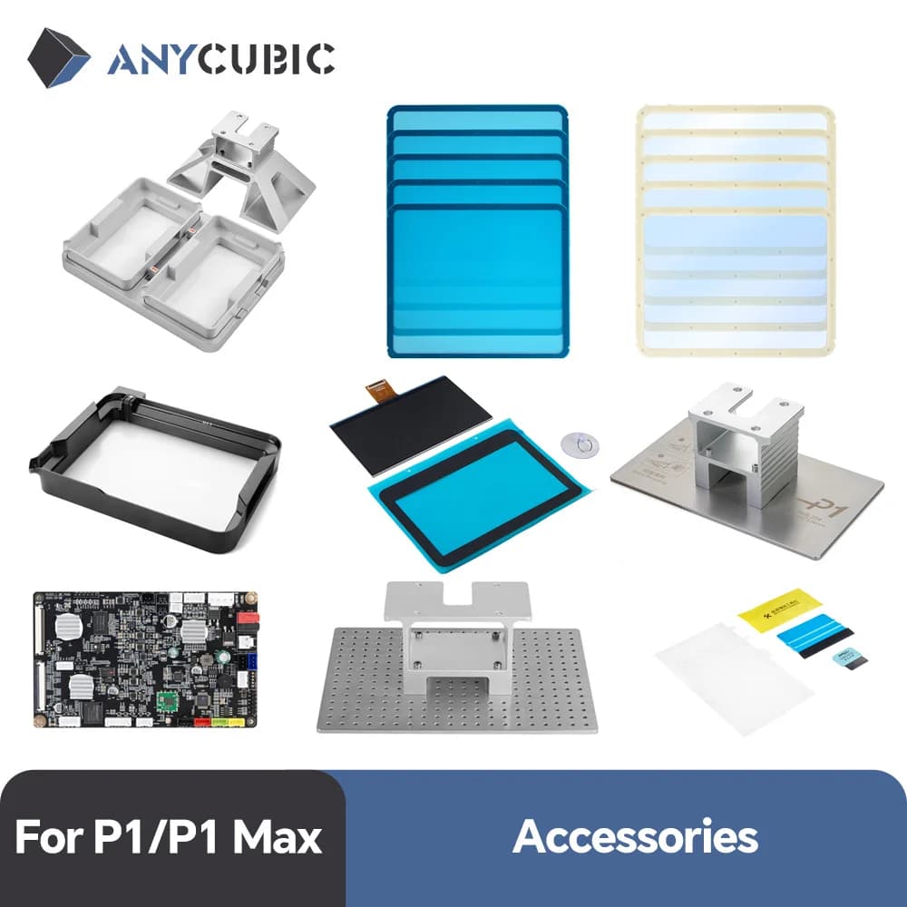 إكسسوارات Photon P1 P1 Max من ANYCUBIC، شاشة LCD، 2/5 قطع فيلم FEP، لوحة بناء، خزان راتنج، مجموعة طباعة