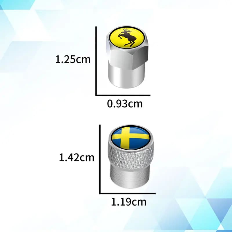 Moose Test/Swedish Flag Logo Car Valve Caps Wheel Tires Air Tyre Stem Protective Cover For Volvo V40 V60 XC40 XC60 XC90 C30 4Pcs - 6