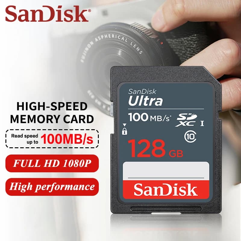 بطاقات SanDisk SDXC/SDHC، بطاقة SD 16GB 32GB 64GB 128GB 256GB، بطاقة ذاكرة للكاميرا الرقمية بسرعة تصل إلى 100Mb/s - 4