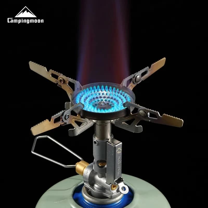 موقد غاز متكامل ومحمول من CAMPINGMOON XD-2F، موقد تخييم عالي الطاقة مقاوم للرياح، مناسب للمشي في الهواء الطلق