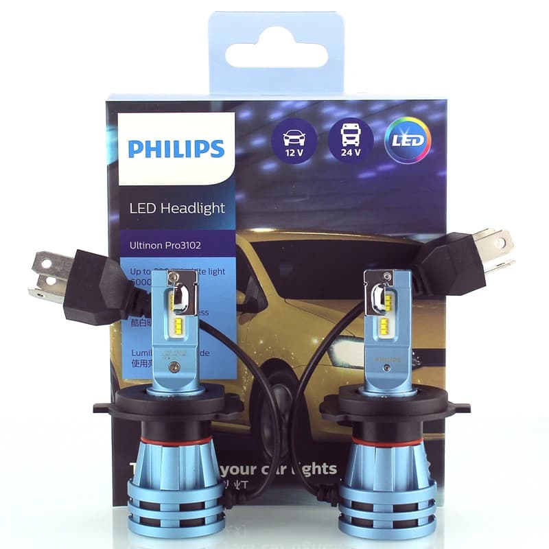 مصابيح LED أمامية للسيارة Philips Ultinon Pro3102، H4 وH3 وH11، 12V/24V، 6000 كلفن، إضاءة ساطعة للضباب - 2