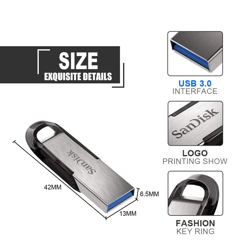سان ديسك CZ73 يو إس بي فلاش درايف 256GB 128GB 64GB 32GB يو إس بي 3.0 قلم تشفير معدني ذاكرة فلاش ألترا فلير USB3.0 يو ديسك - 5