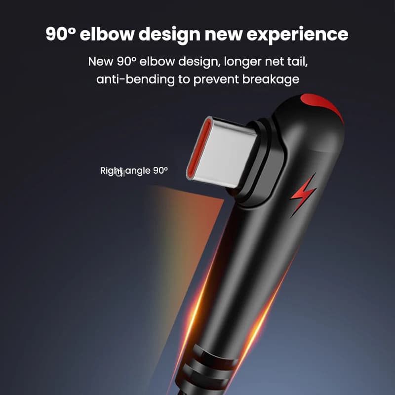 120W USB To Type-C Cable 90 Degree Elbow Mobile Phone Fast Charging For Huawei Mate 40 30 Xiaomi Samsung Phone Charging Cord - 5