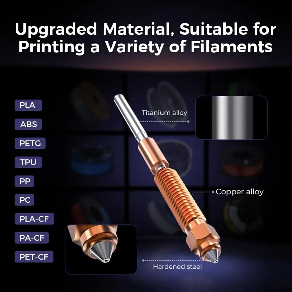 فوهة K1C من Creality، 1/3/5 قطع، لـ K1C, K1 Max, K1 SE, Ender 3 V3/3 V3 Plus، مجموعة فوهة استبدال سريع Unicorn، مجموعة فوهة بتدفق عالي - 5