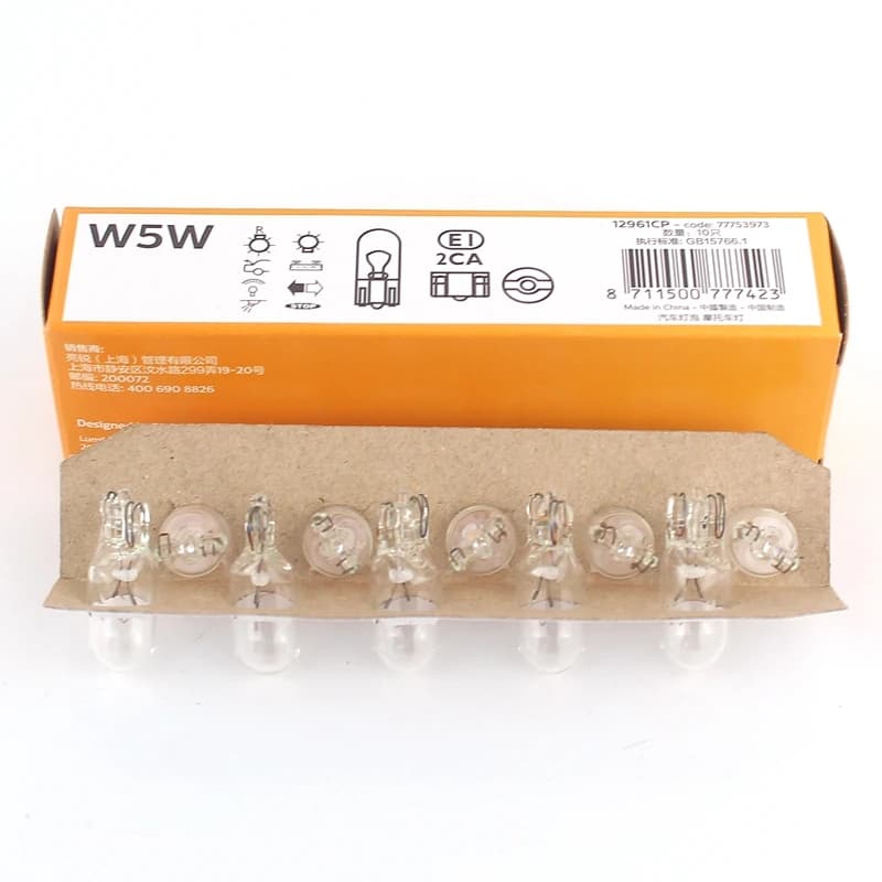 10pcs Philips W5W T10 12V 5W Vision Car Interior Light Original Signal Lamps Standard Indlcator Reading Light 12961CP Wholesale - 4