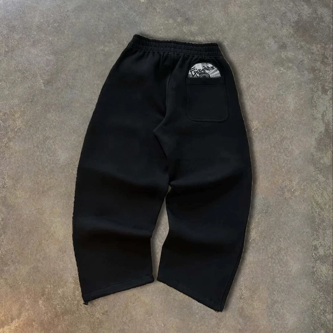 من المألوف نمط الشارع المطرزة Sweatpants الخريف الشتاء عارضة السراويل تنوعا شخصية زوجين عموم - 4