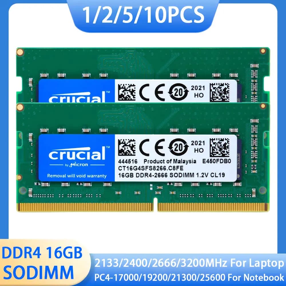 1/2/5/10 قطع كروشيال لابتوب DDR4 رام SODIMM ذاكرة 8 جيجابايت 16 جيجابايت 32 جيجابايت 3200 ميجاهرتز 2666 2133 2400 ميجاهرتز PC4-21300 17000 19200 25600 رامات NB