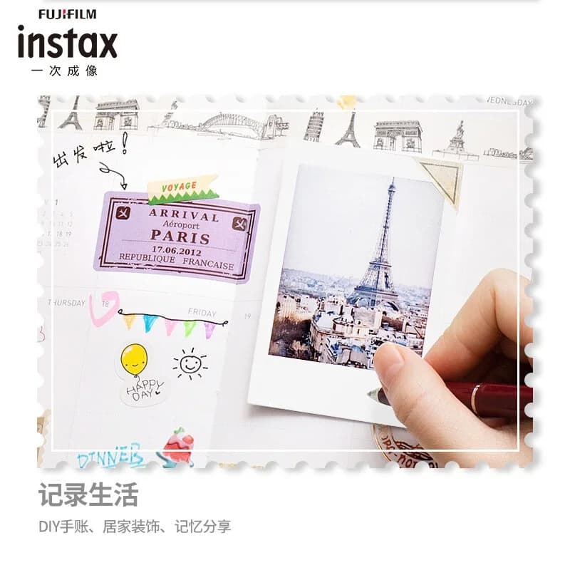 فيلم Fujifilm Instax Mini بلون حافة بيضاء، 10/100 ورقة، لكاميرا FUJI الفورية Mini 11 وMini 9 و8 و7s و70 + ملصقات مجانية - 5
