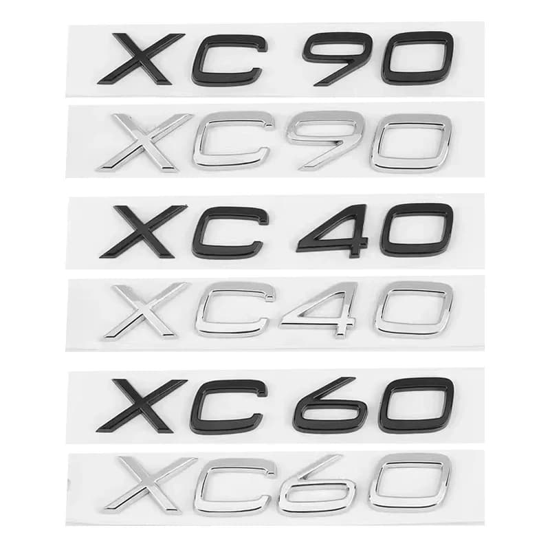 New Glossy Black Trunk Emblem Badge w/Silver Lettering for Volvo Xc60 Xc90 V40 V60 S60 V50 V90 S80 C40 XC40 V70 XC70 C30 C70 EX9 - 3
