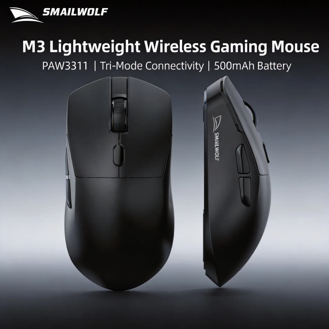 SMAILWOLF M3 PRO ماوس بلوتوث لاسلكي بثلاثة أوضاع لألعاب الرياضة الإلكترونية لأجهزة الكمبيوتر المحمولة والمكتبية PAW3311 سلكي خفيف الوزن FPS