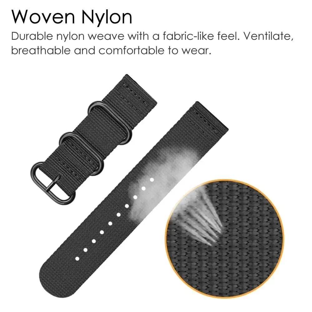 حزام ساعة رياضي من Nylon المنسوج، مقاس 18 و20 و22 و24 ملم، متوافق مع Samsung Galaxy 7 و6 و4 و5، Gear S3 Classic Active 2، Amazfit - 6