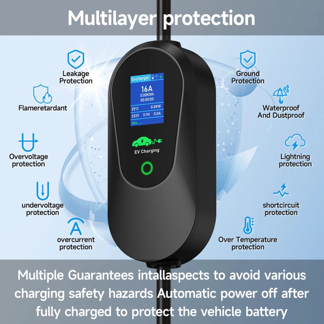 شاحن سيارات كهربائية محمول AFYEEV بقوة 3600 واط من النوع 2 IEC62196-2 ونوع 1 SAE J1772 مع قابس EU وتحكم عبر تطبيق WiFi وBluetooth - 2