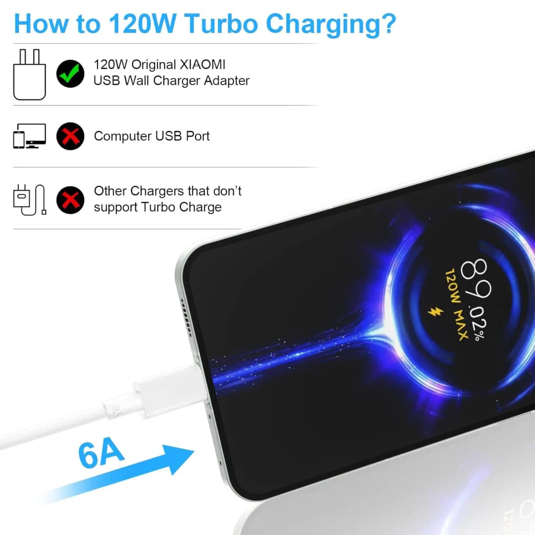 كابل شحن سريع توربو 120 واط 100 واط 90 واط 67 واط 6 أمبير نوع C USB لشركة شاومي 11 12 13 14 15 17 ريدمي نوت 11T 12 13 14 POCO X5 X6 X7 برو - 4