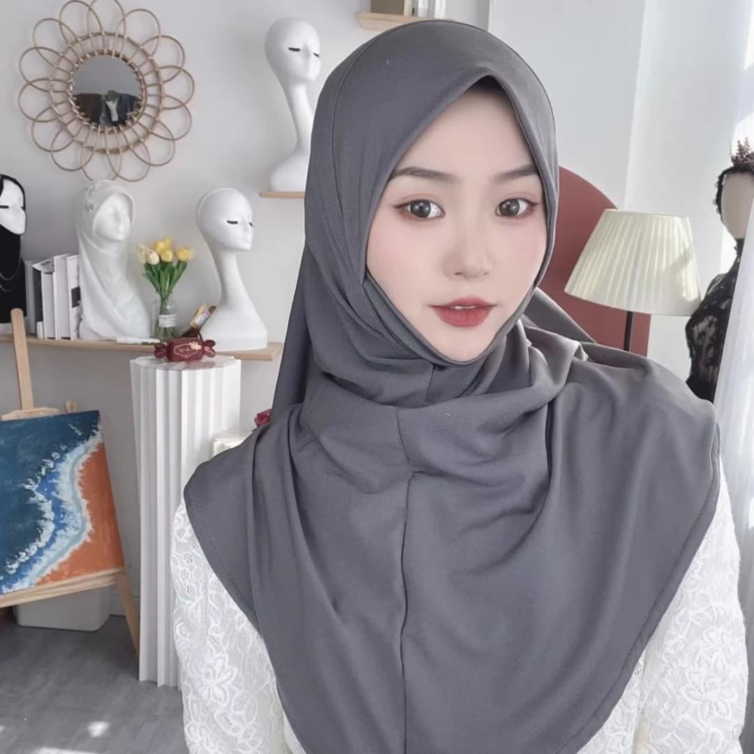 H124 Adults high quality big size muslim hijab scarf with chin part islamic headscarf hats armia pull on headwrap turban caps - 6