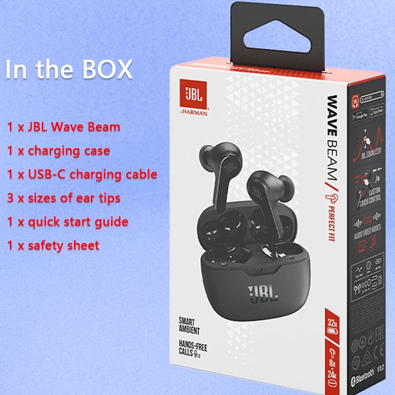 سماعات أذن بلوتوث JBL WAVE BEAM تدعم التطبيق لاسلكية حقيقية TWS مع إلغاء الضوضاء النشط سماعات رأس JBL Vibe Beam - 6