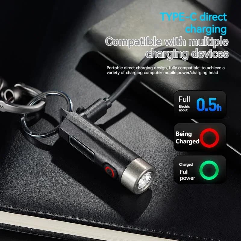 كشاف PHILIPS EDC LED قابل لإعادة الشحن، مصباح صغير، كشاف مفاتيح EDC، مصباح تخييم للمشي والدفاع عن النفس - 5