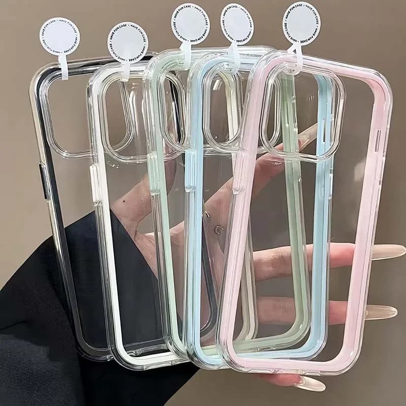 Luxury Candy Color Frame Clear Back Phone Case For iPhone 17 16 15 14 13 12 Pro Max 11 16PLUS 17 Acrylic Shockproof Bumper Cover - 2