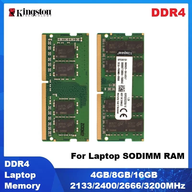 ذاكرة كمبيوتر محمول Kingston DDR4 SODIMM RAM بسعات 4GB و8GB و16GB، ترددات 2133MHz و2400MHz و2666MHz و3200MHz، ذاكرة PC4 RAM بـ 260 دبوس