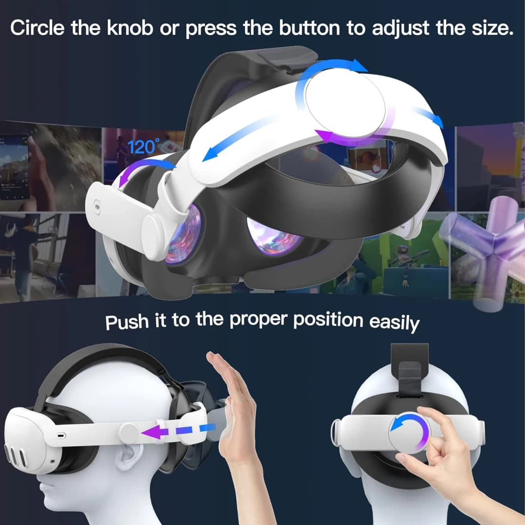 حزام رأس قابل للتعديل لسماعات الرأس Meta Quest 3S VR، حزام النخبة، راحة معززة لملحقات Meta Quest 3 - 4
