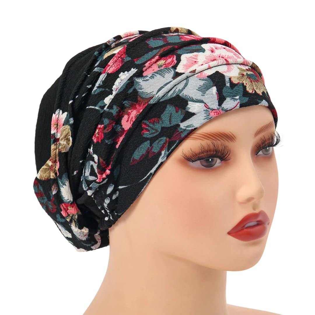 Trendy Printed Flower Cap Night Sleeping Cap Muslim Women Hijab Leopard Bonnet Ladies Headscarf Convenient Hat Wrap - 4