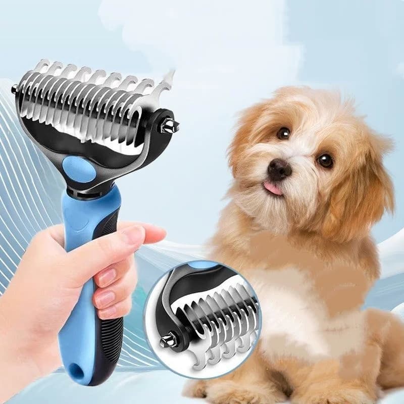 Stainless Steel Double-Sided Pet Grooming Brush - Hair Removal Comb Tangle-Removing Dog & Cat Hair Brush Essential Cat Grooming - 3