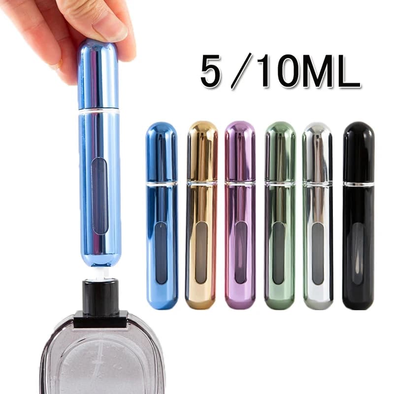 5 مل/10 مل زجاجة عطر صغيرة محمولة بملء من الأسفل مضخة عطر زجاجة عينة عطر قابلة لإعادة التعبئة مجموعة حاويات مستحضرات تجميل فارغة