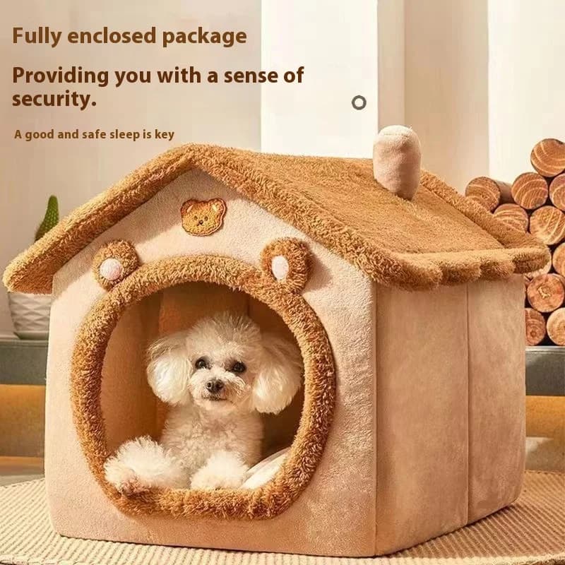 All Season Dog House Style Bed - Removable Washable Pet Bed for Small Dogs Teddy Winter Warm Cat Dog House - 4