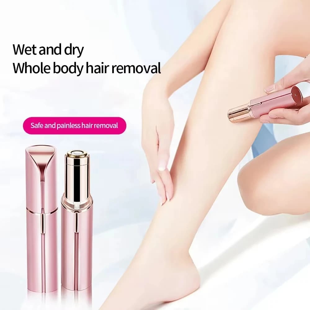 مزيل شعر كهربائي محمول على شكل أحمر شفاه للنساء، إزالة شعر الوجه بدون ألم وفعالة، أداة حلاقة منزلية - 6