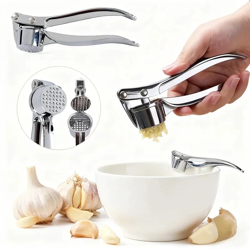 Stainless Steel Manual Garlic Press for Home Kitchen Multi-Function Garlic Grinder Tool for Cooking - 2