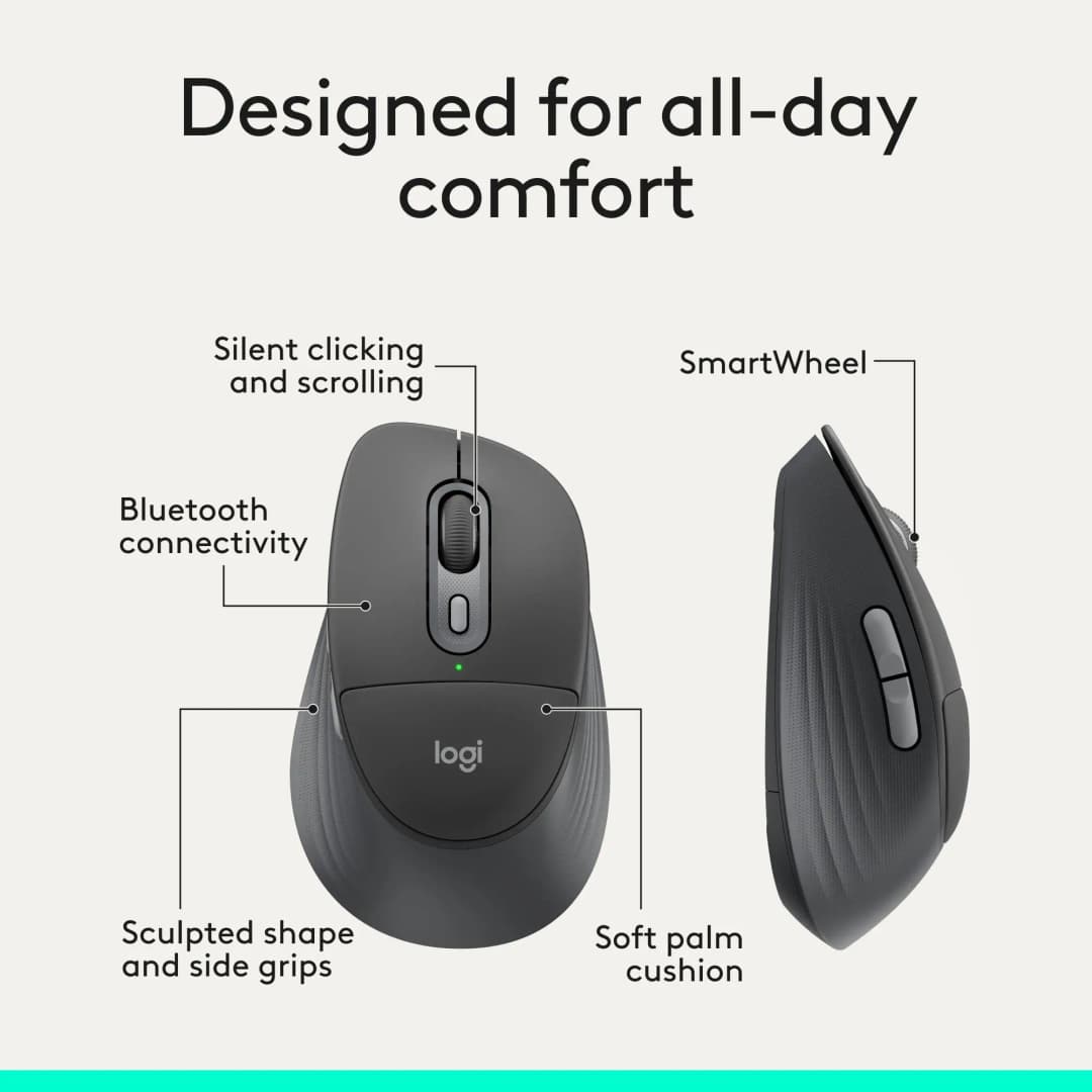 Logitech Signature Comfort Plus M850 L Wireless Mouse Bluetooth Mouse with Palm Cushion Silent Clicks - 4