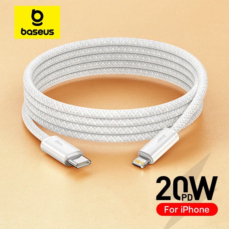 كابل Baseus 20W PD USB C إلى Lightning، شحن سريع، مناسب لهواتف آيفون 14 و13 و12 برو ماكس، آيباد