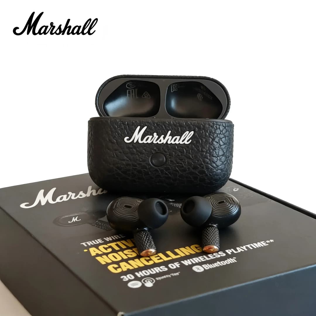 Marshall MOTIF II 2 ANC Wireless Bluetooth Earphones Trendy Active Noise Cancelling Headphones Black & Gold Black HK Edition
