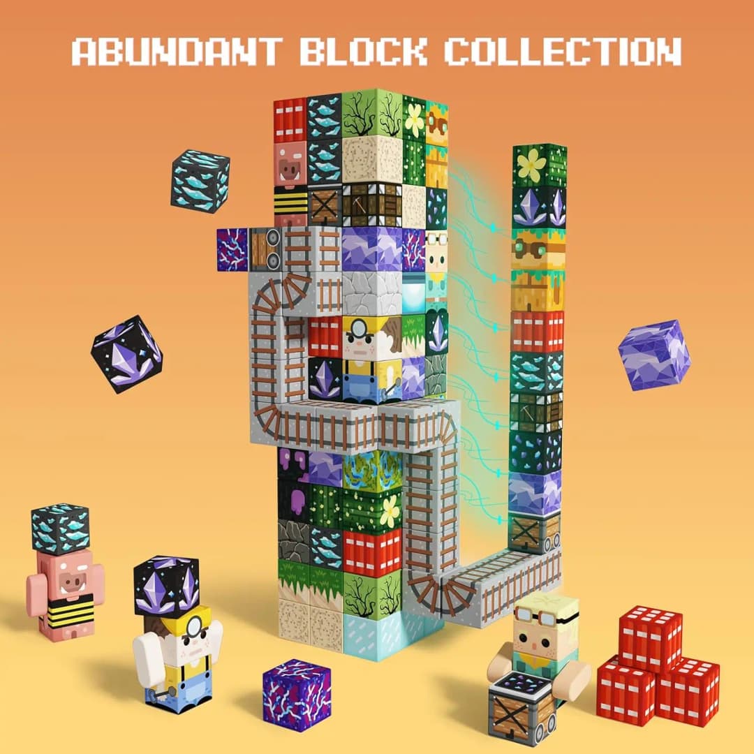Magnetic Building Blocks Mine World Magnetic Mine Exploration Construction Brick Cube STEM Toy Set Gift for Boy Girl Children - 5